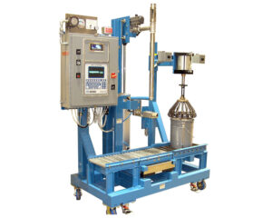 1427A mobile pail filler with Rieke lid press